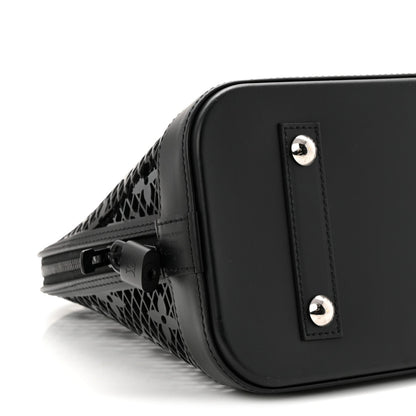 Patent Calfskin Laced Monogram Alma PM Black