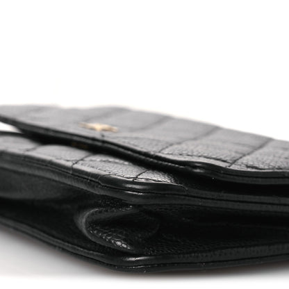 Caviar Quilted Wallet on Chain WOC Black