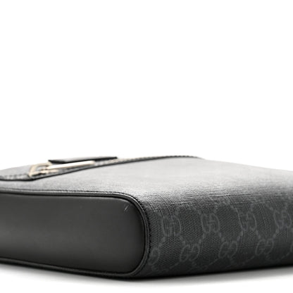 GG Supreme Monogram Web Small Flat Messenger Bag Black Grey