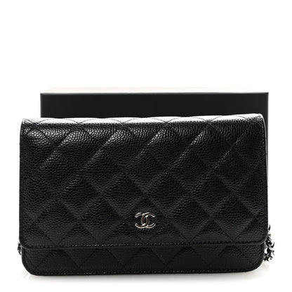 Caviar Quilted Wallet on Chain WOC Black