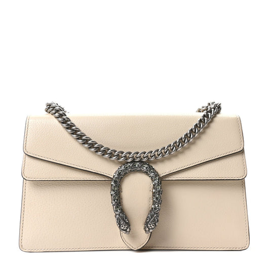 Textured Calfskin Crystal Small Dionysus Shoulder Bag Mystic White