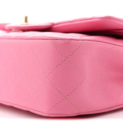 Caviar Quilted Medium Double Flap Pink