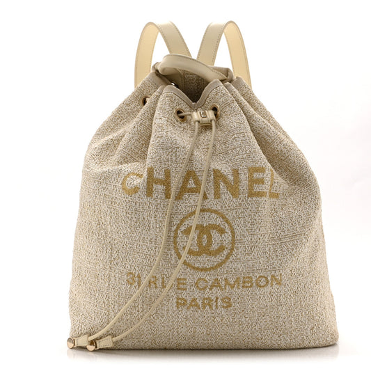 Canvas Large Deauville Backpack Light Beige