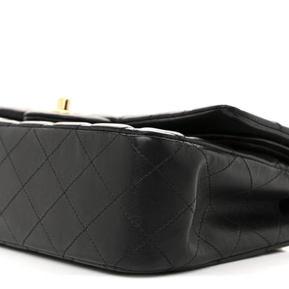 Lambskin Quilted Medium Double Flap Black