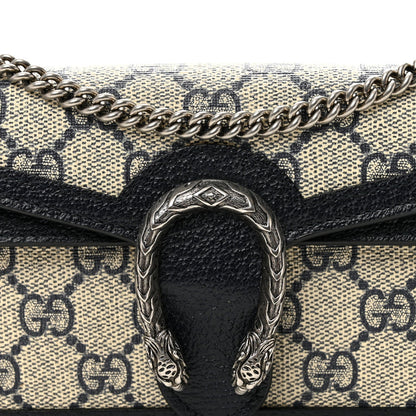 GG Supreme Monogram Textured Dollar Calfskin Super Mini Dionysus Shoulder Bag Beige Blue