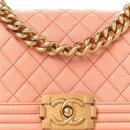 Caviar Quilted Small Boy Flap Light Pink