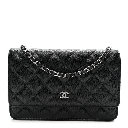 Caviar Quilted Wallet on Chain WOC Black