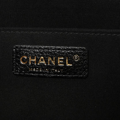 Grained Calfskin Quilted XXL Travel Flap Bag Black