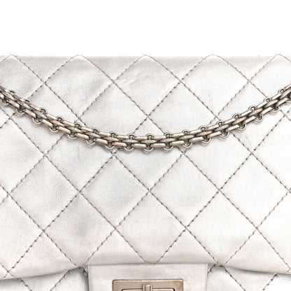 Metallic Lambskin Quilted 2.55 Reissue 227 Flap Silver