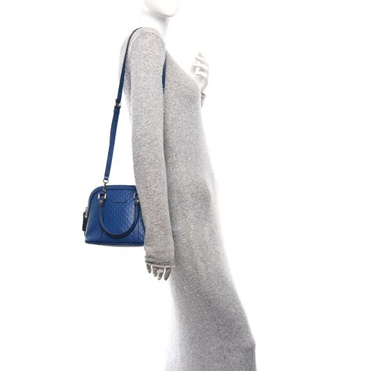 Soft Microguccissima Mini Dome Bag Blue