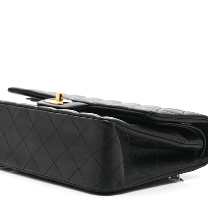 Lambskin Quilted Medium Double Flap Black