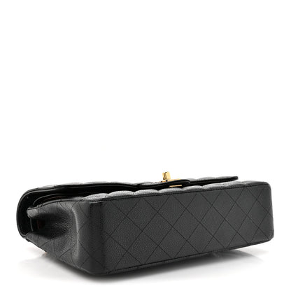 Caviar Quilted Medium Double Flap Black