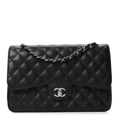 Caviar Quilted Jumbo Double Flap Black