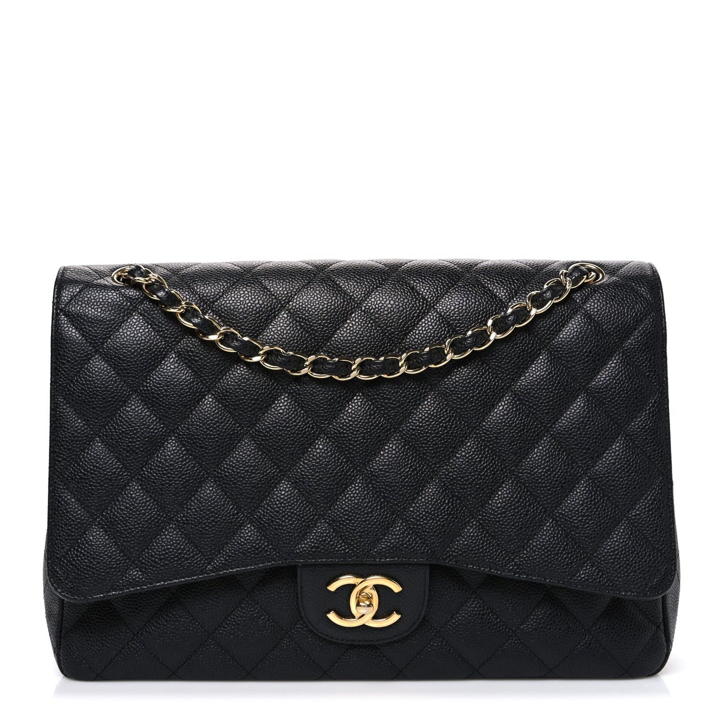 Caviar Quilted Maxi Double Flap Black