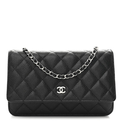 Caviar Quilted Wallet on Chain WOC Black
