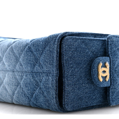 Washed Denim Quilted Mini Chanel 25 Handbag Blue