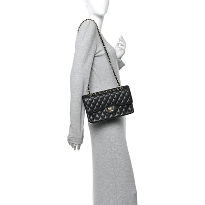 Caviar Quilted Medium Double Flap Black