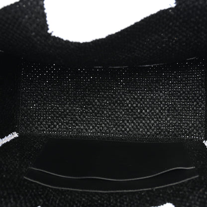 Raffia Large Paula's Ibiza Logo Tote Black White