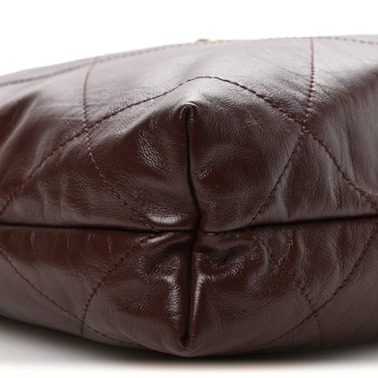 Shiny Calfskin Quilted Small Chanel 22 Dark Brown