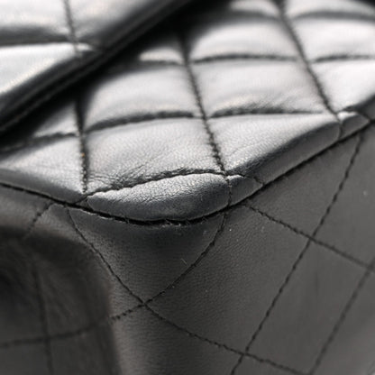 Lambskin Quilted Medium Double Flap Black