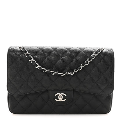 Caviar Quilted Jumbo Double Flap Black