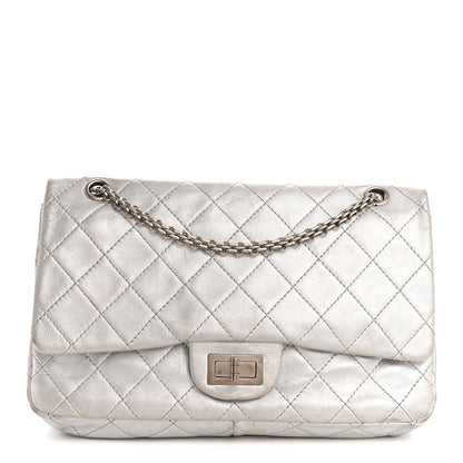 Metallic Lambskin Quilted 2.55 Reissue 227 Flap Silver