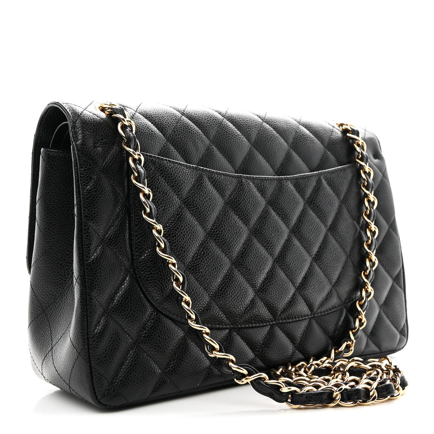 Caviar Quilted Jumbo Double Flap Black