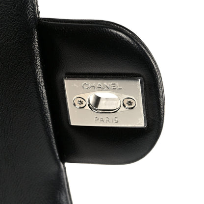 Lambskin Quilted Medium Double Flap Black