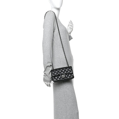 Lambskin Quilted Mini Rectangular Flap Black