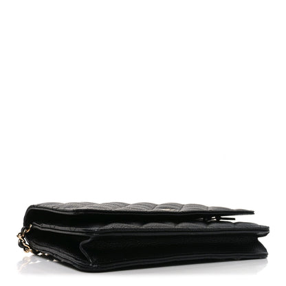 Caviar Quilted Wallet on Chain WOC Black