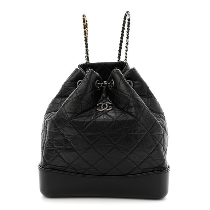 Aged Calfskin Quilted Small Gabrielle Backpack Black