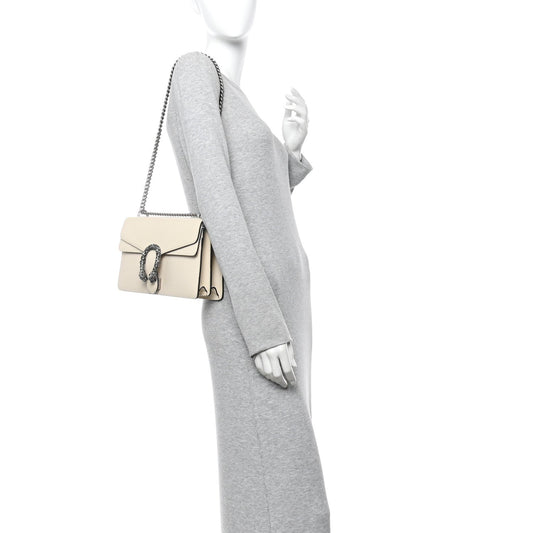 Textured Calfskin Crystal Small Dionysus Shoulder Bag Mystic White