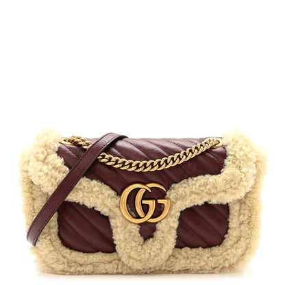 Azalea Calfskin Wool Matelasse Diagonal Small GG Marmont Shoulder Bag Sand Desert
