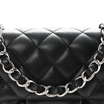 Lambskin Quilted Mini Rectangular Flap Black