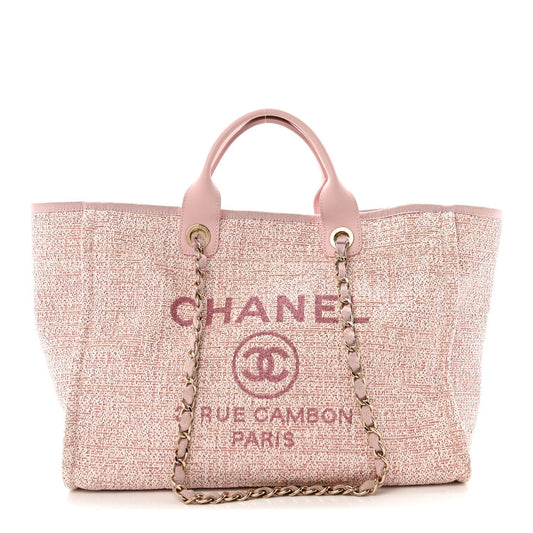 Lurex Boucle Deauville Medium Tote Pink