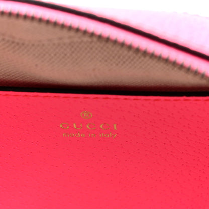 GG Supreme Monogram Textured Dollar Calfskin Web Ophidia Small Crossbody Bag Beige Ebony Fuchsia