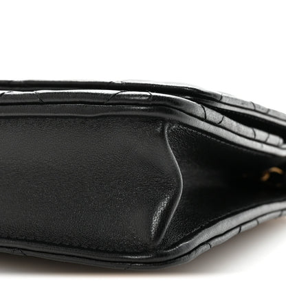Lambskin Quilted Pearl Crown Wallet On Chain WOC Black