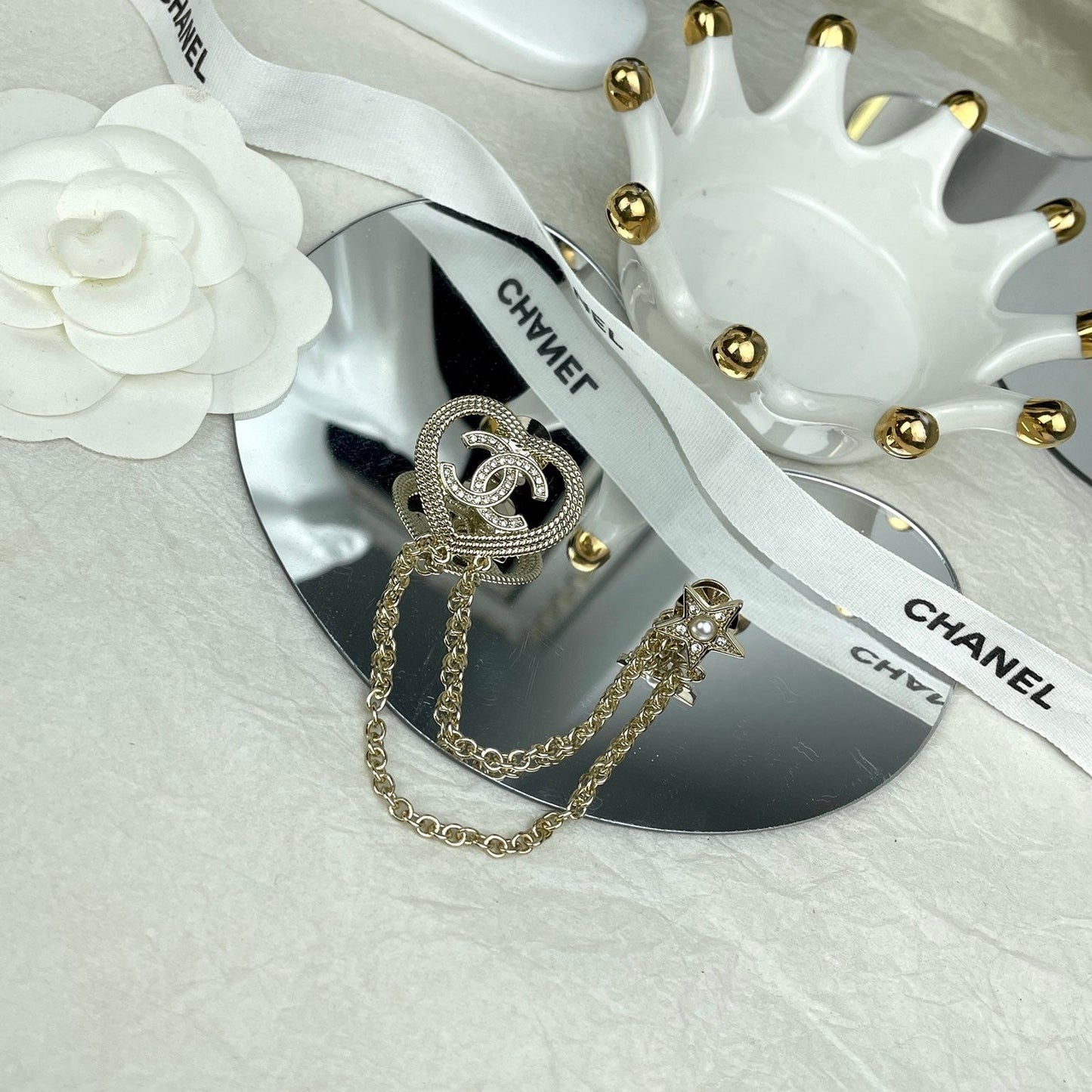 Chanel Heart Star Brooch