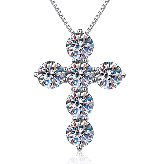 5 Carats Cross Moissanite Necklace