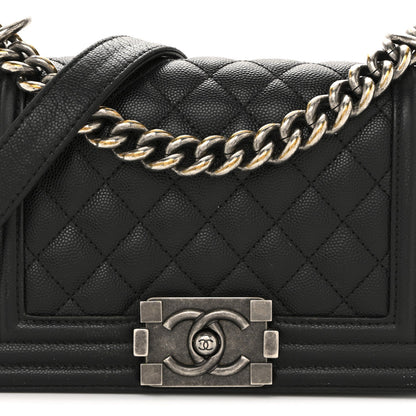 Caviar Quilted Small Boy Flap Black
