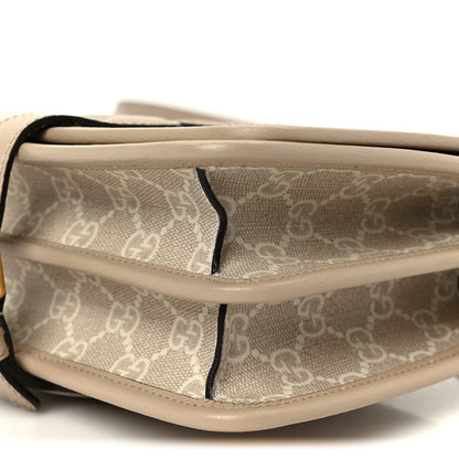 GG Supreme Monogram Textured Dollar Calfskin Mini Retro Interlocking G Flap Shoulder Bag Beige Mystic White Oatmeal