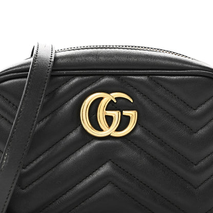 Calfskin Matelasse Mini GG Marmont Chain Shoulder Bag Black