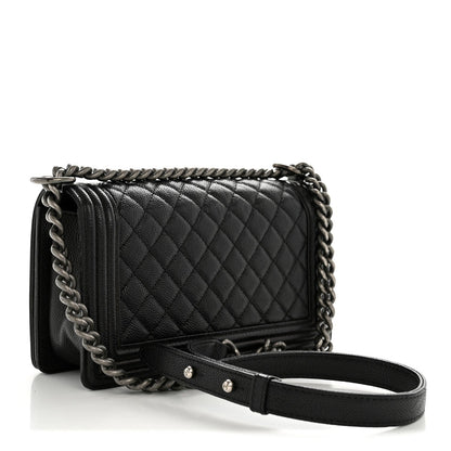 Caviar Quilted Medium Boy Flap Black