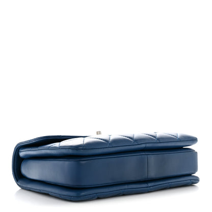 Lambskin Quilted Small Trendy CC Flap Dual Handle Bag Blue