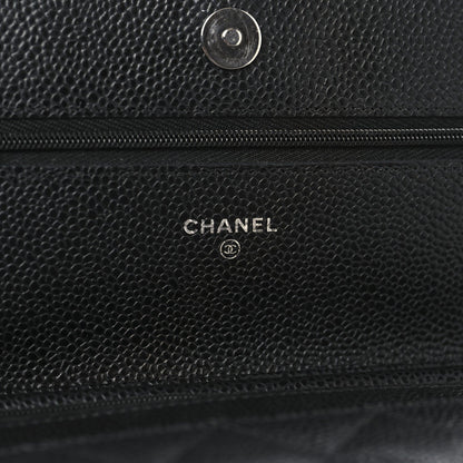 Caviar Quilted Wallet on Chain WOC Black