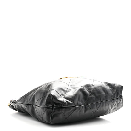 Shiny Calfskin Quilted Small Chanel 22 Black