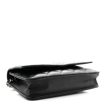 Lambskin Quilted Wallet On Chain WOC Black