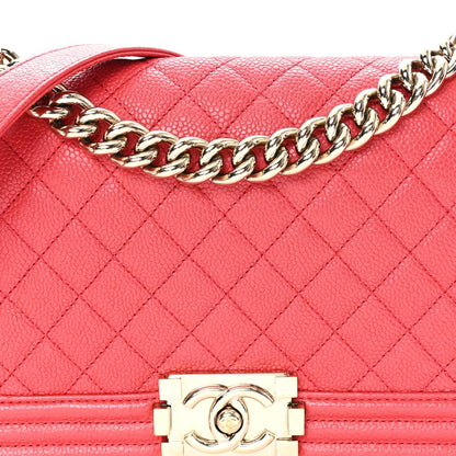 Caviar Quilted Medium Boy Flap Red