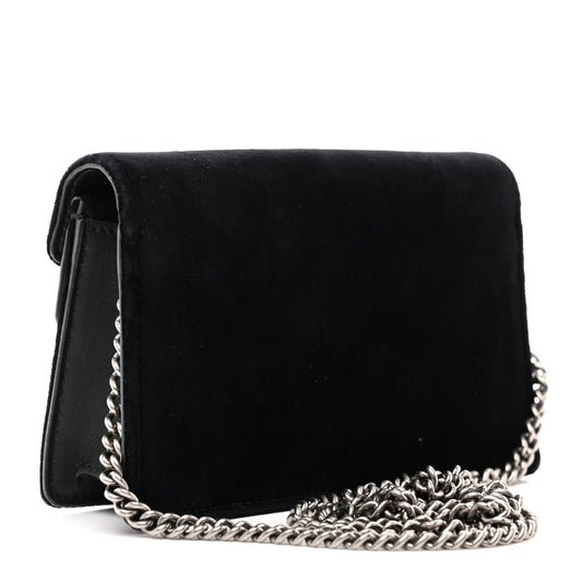 Suede Super Mini Dionysus Shoulder Bag Black