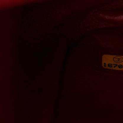 Caviar Quilted Jumbo Double Flap Dark Red